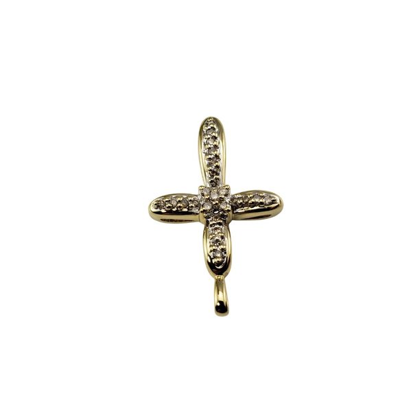 Vintage 10 Karat Yellow Gold Diamond Cross Pendant #10421 - Picture 4 of 9